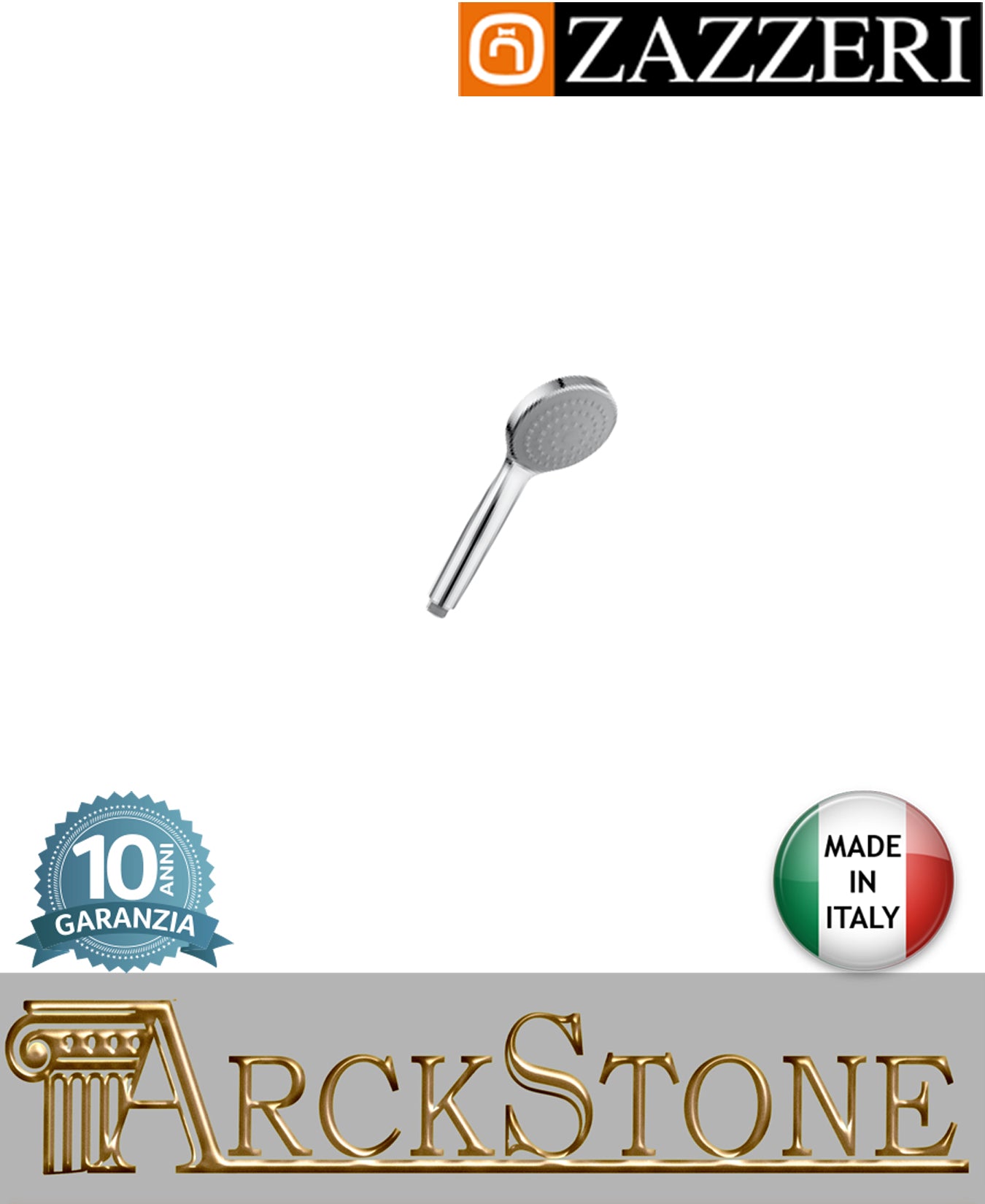 Doccetta Ø100 mm marca Zazzeri modello Modo 7 finitura metallo cromato mano anticalcare arredamento casa home acqua arredo bagno parete muro garanzia 10 anni qualità made in italy