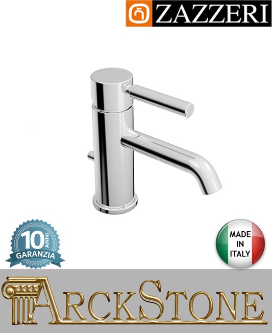Miscelatore lavabo Ø43 mm marca Zazzeri modello Da-Da 7 Mono finitura ottone cromato scarico automatico L130 x H66 mm appoggio monoforo arredamento casa acqua arredo bagno azienda certificata garanzia 10 anni qualit
