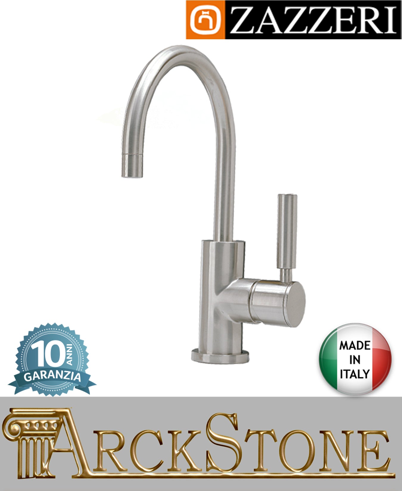 Miscelatore lavabo marca Zazzeri modello Da-Da 7 Mono finitura ottone cromato scarico automatico appoggio monoforo collo girevole tondo arredo bagno acqua azienda certificata garanzia 10 anni qualità made in italy
