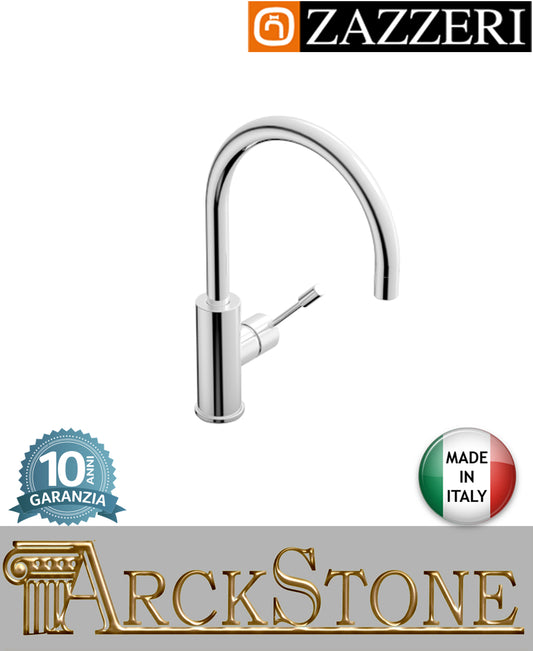 Miscelatore lavabo Ø40 mm marca Zazzeri modello Da-Da 7 Mono finitura ottone cromato senza scarico appoggio monoforo collo girevole tondo arredo bagno acqua azienda certificata garanzia 10 anni qualità made in italy