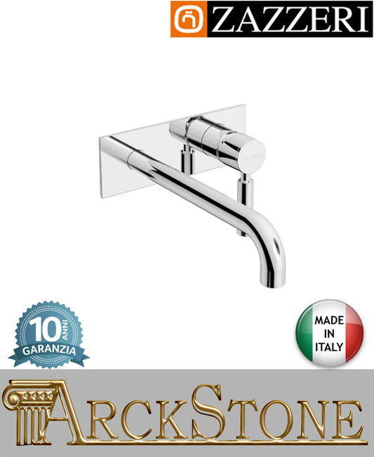 Miscelatore lavabo marca Zazzeri modello Da-Da 7 Mono finitura ottone cromato parete incasso getto 260 mm muro completo arredamento casa home arredo bagno azienda certificata garanzia 10 anni qualità made in italy