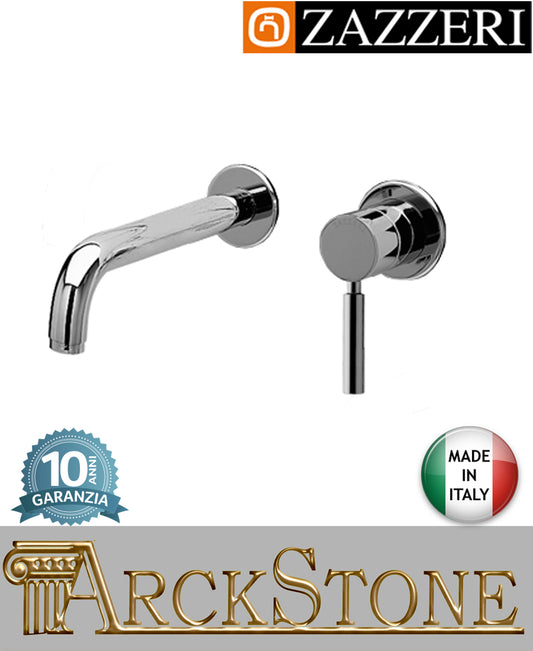 Miscelatore lavabo marca Zazzeri modello Da-Da 7 Mono finitura ottone cromato parete incasso getto 180 mm muro senza piastra arredamento casa arredo bagno azienda certificata garanzia 10 anni qualità made in italy