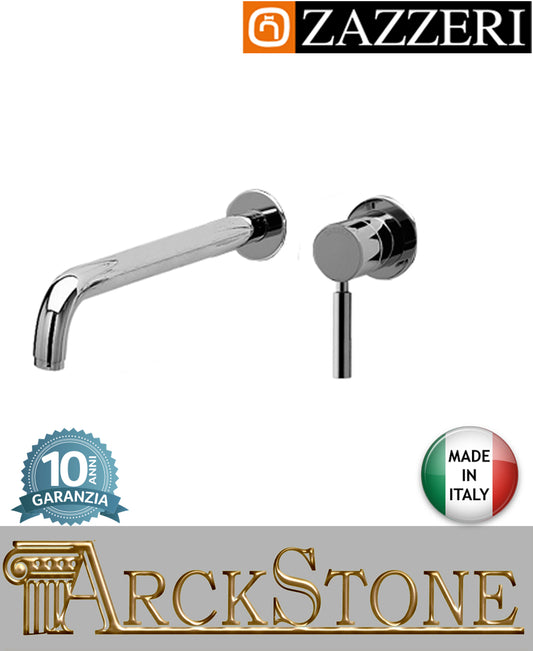 Miscelatore lavabo marca Zazzeri modello Da-Da 7 Mono finitura ottone cromato parete incasso getto 260 mm muro senza piastra arredamento casa arredo bagno azienda certificata garanzia 10 anni qualità made in italy