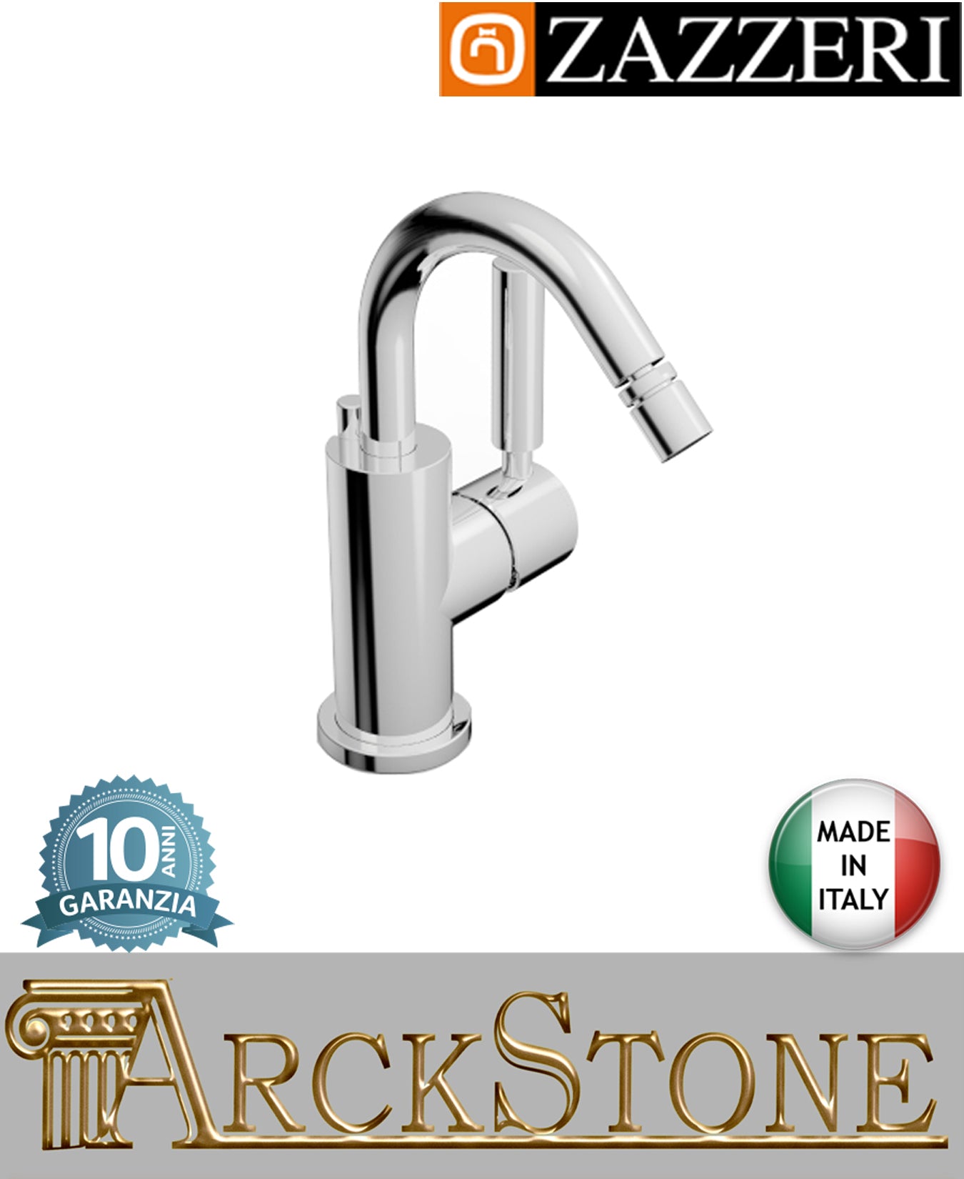 Miscelatore bidet marca Zazzeri modello Da-Da 7 Mono finitura ottone cromato appoggio collo girevole monoforo scarico automatico arredamento casa arredo bagno azienda certificata garanzia 10 anni qualità made in ita