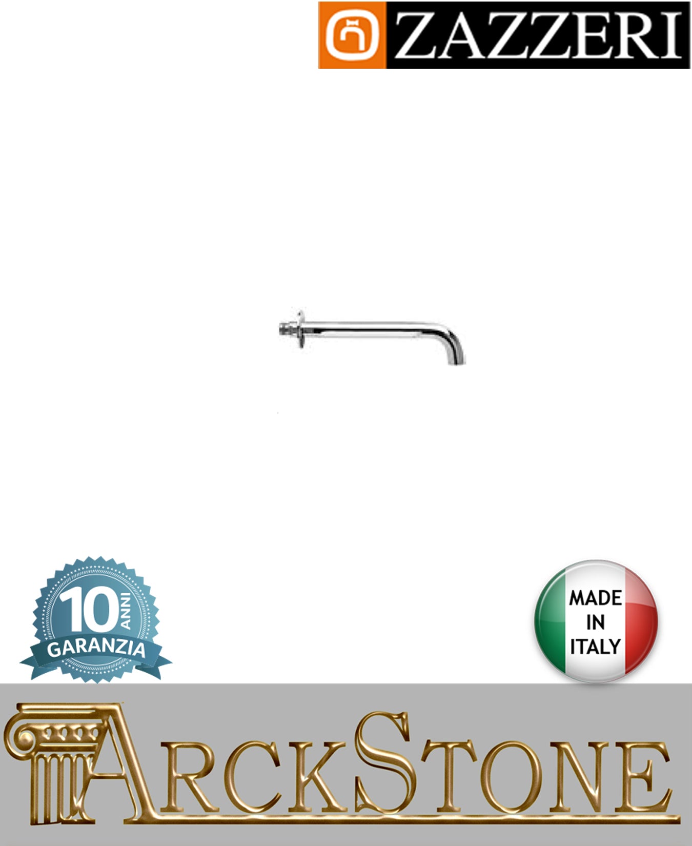 Getto vasca 260 mm marca Zazzeri modello Da-Da 7 Mono finitura ottone cromato parete incasso areatore arredamento casa home arredo bagno acqua fontana azienda certificata garanzia 10 anni qualità made in italy