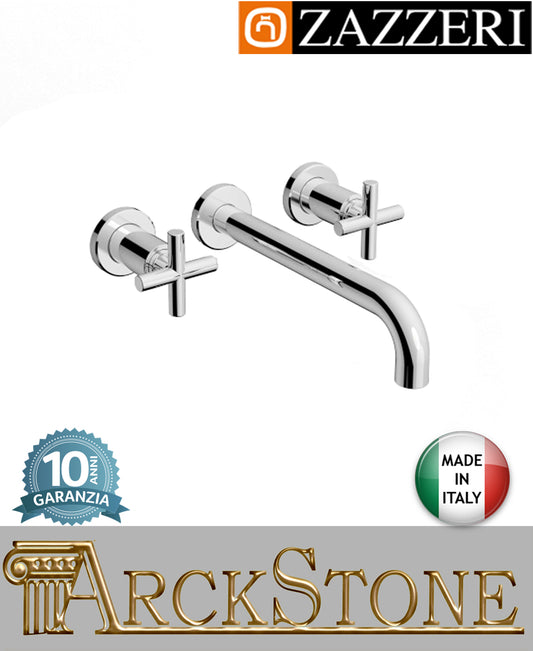 Miscelatore lavabo marca Zazzeri modello Da-Da 2 finitura ottone cromato incasso nikel parete vitone ceramico 180° getto 215mm rubinetto rubinetteria fontana acqua arredo bagno garanzia 10 anni qualità made in italy