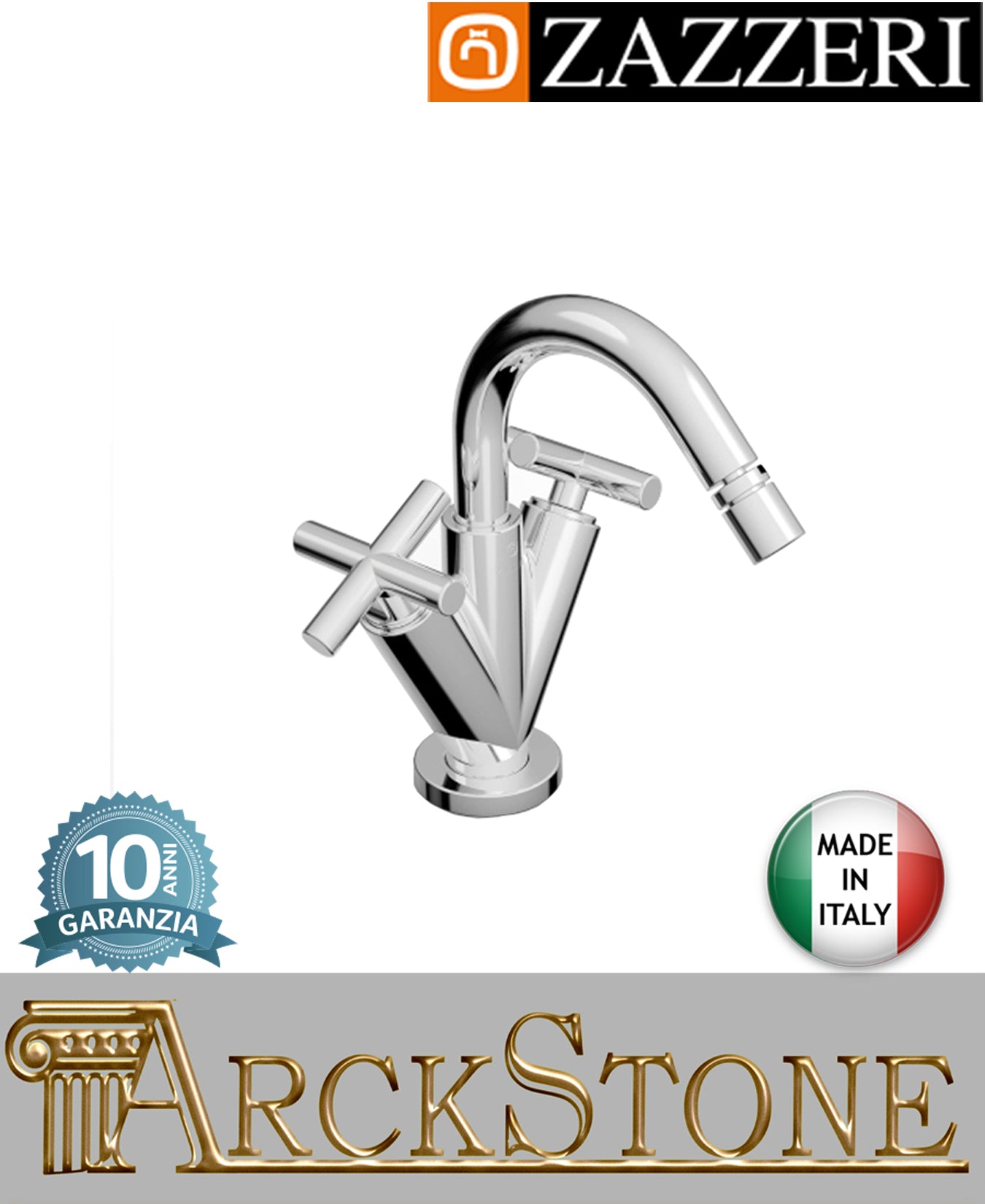 Miscelatore bidet marca Zazzeri modello Da-Da 2 finitura ottone cromato appoggio monoforo collo girevole tondo vitone ceramico 180° rubinetteria casa rubinetto arredamento arredo bagno garanzia 10 anni made in italy