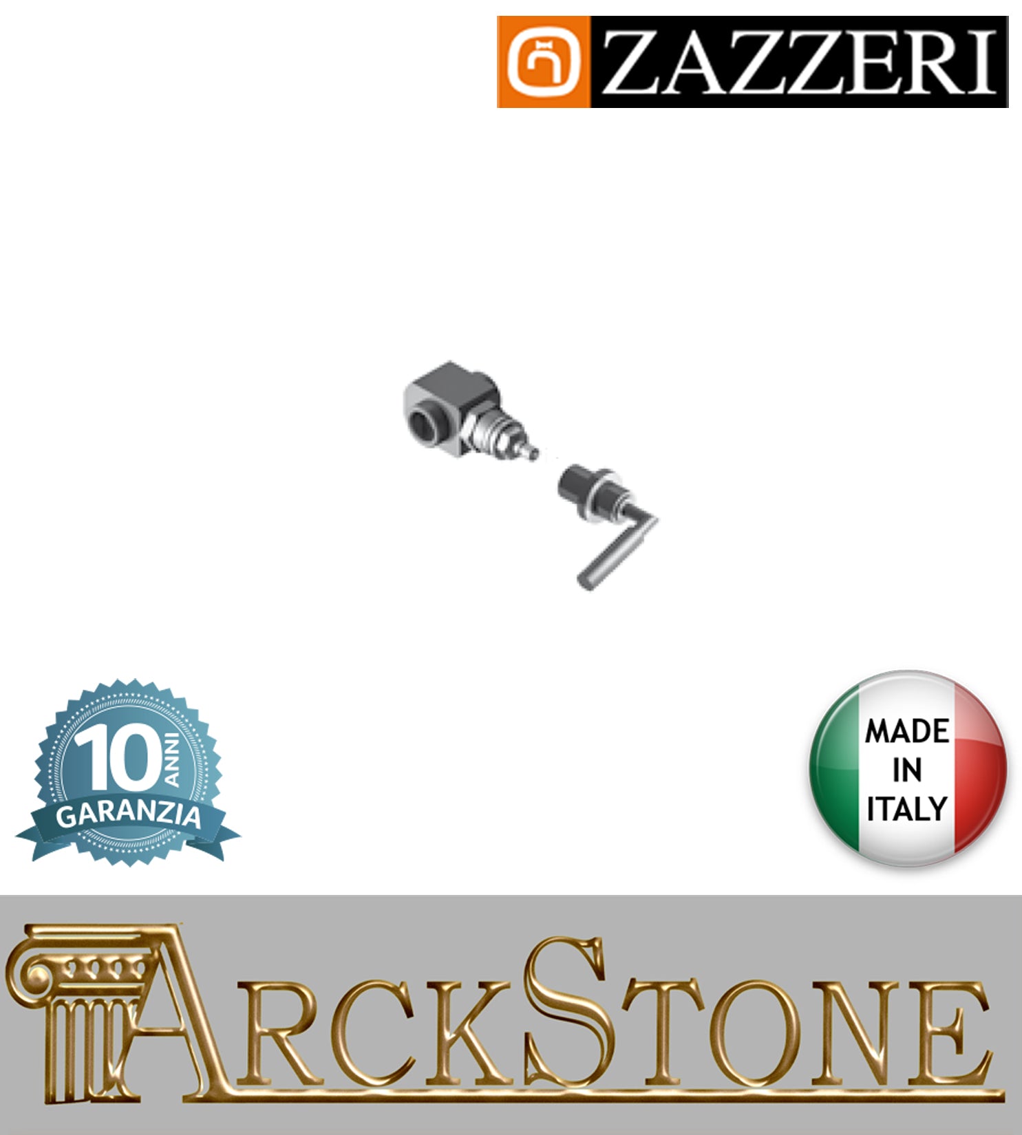 Rubinetto arresto marca Zazzeri modello Da-Da 3 G1/2" completo vitone ceramico 90° apertura SX finitura ottone cromato incasso parete rubinetto arredamento muro rubinetteria cromo arredo bagno garanzia 10 anni qualità made in italy