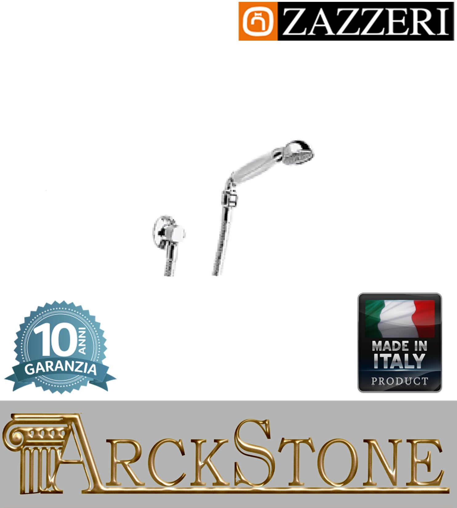 Set doccia asta saliscendi marca Zazzeri modello Shower Unix 2000Q417A00 CRCR completo presa acqua cromata doccetta mano flessibile PVC anticalcare rubinetteria parete arredamento bagno cromo garanzia 10 anni azienda made in italy