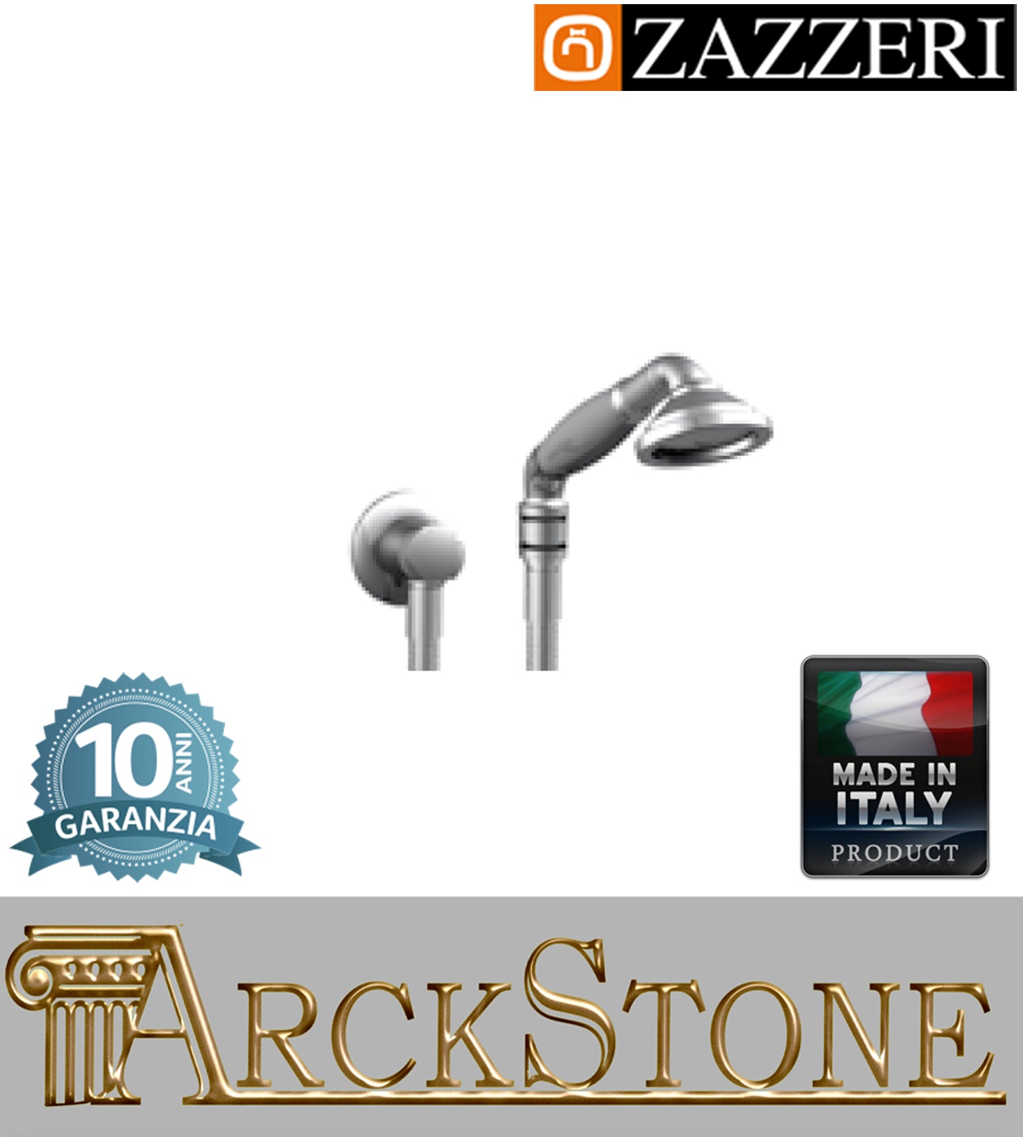 Set doccia asta saliscendi marca Zazzeri modello Shower Unix 5500Q417A00 CRCR completo presa acqua cromata doccetta mano flessibile PVC anticalcare rubinetteria parete arredamento bagno cromo garanzia 10 anni azienda made in italy