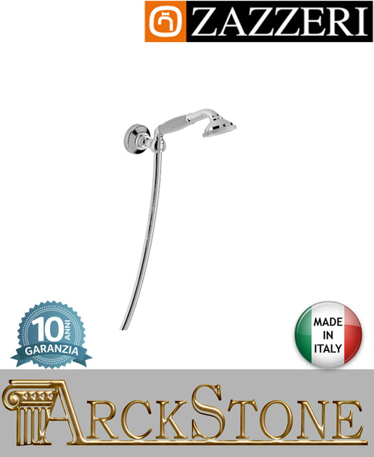 Set doccia marca Zazzeri modello Kent 55000412A00 CRCR finitura ottone cromato attacco doccetta muro parete flessibile arredamento casa home supporto arredo bagno acqua azienda certificata garanzia 10 anni qualità made in italy