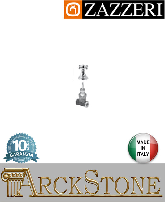 Rubinetto arresto marca Zazzeri modello Kent finitura ottone cromato incasso parete G1/2"  vitone ceramico 180° completo HOT muro rubinetteria arredamento arredo bagno cromo garanzia 10 anni qualità made in italy