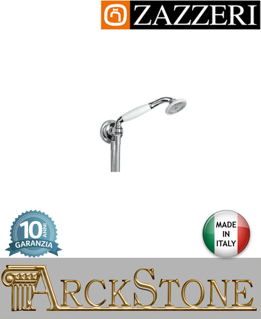 Set doccia marca Zazzeri modello Kent finitura ottone cromato completo parete attacco doccetta muro flessibile arredamento casa arredo bagno acqua cromo azienda certificato garanzia 10 anni qualità made in italy
