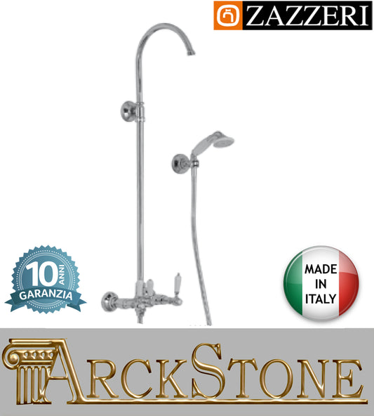 Colonna doccia marca Zazzeri modello Shower Unix miscelatore meccanico gruppo esterno doccetta rubinetto cromato Vitone Ceramico 90° garanzia 10 anni azienda certificata qualità made in italy