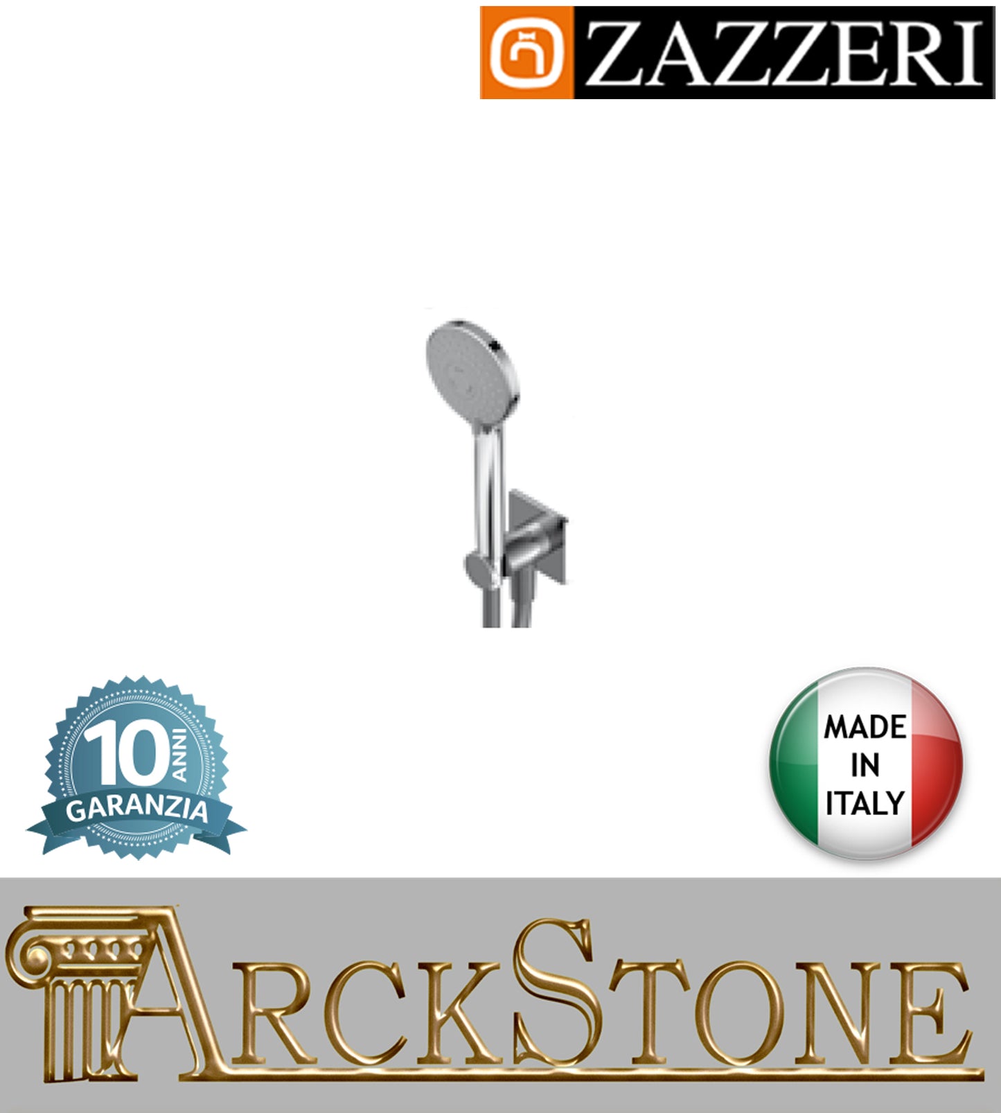 Duplex set doccia Ø115 mm marca Zazzeri modello Showers Unix completo presa acqua cromata doccetta mano tre funzioni Soft Idrogetto Getto Normale flessibile anticalcare parete bagno cromo casa garanzia 10 anni azienda made in italy