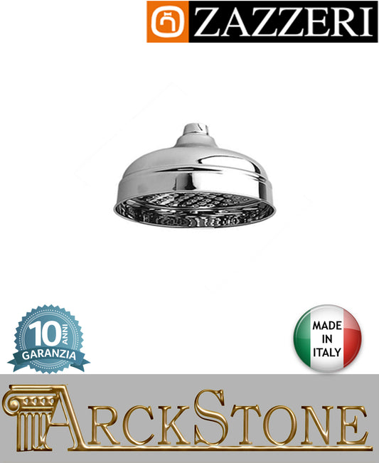Soffione doccia tondo Ø150 mm marca Zazzeri modello Kent finitura metallo cromato parete rubinetteria arredamento casa muro arredo bagno cromo acqua home garanzia 10 anni azienda certificata qualità made in italy