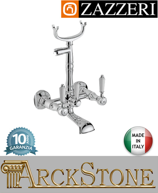 Miscelatore gruppo vasca marca Zazzeri modello Kent 3 finitura ottone cromato parete esterno muro vitone ceramico 90° senza doccetta flessibile fontana arredo bagno azienda garanzia 10 anni qualità made in italy 