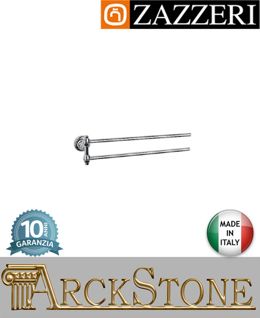 Porta asciugamano marca Zazzeri modello Kent 3 finitura ottone cromato parete bandiera mm H112 L490 P95 accessori appendi arredo bagno azienda certificata home autorizzato muro garanzia 10 anni qualità made in italy 