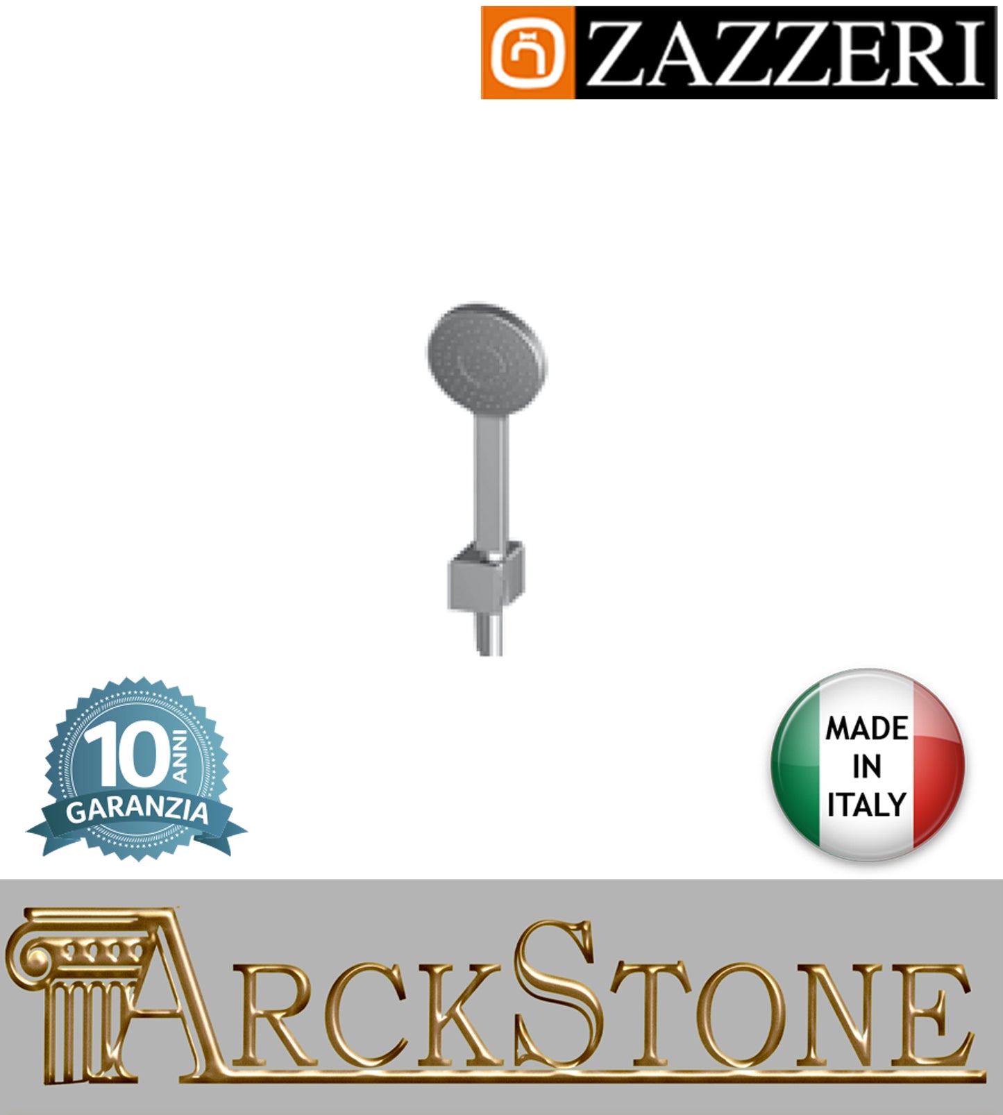 Duplex set doccia Ø105 mm marca Zazzeri modello Shower Unix completo presa acqua cromata doccetta mano flessibile PVC anticalcare parete supporto arredamento bagno casa muro cromo garanzia 10 anni azienda made in italy 
