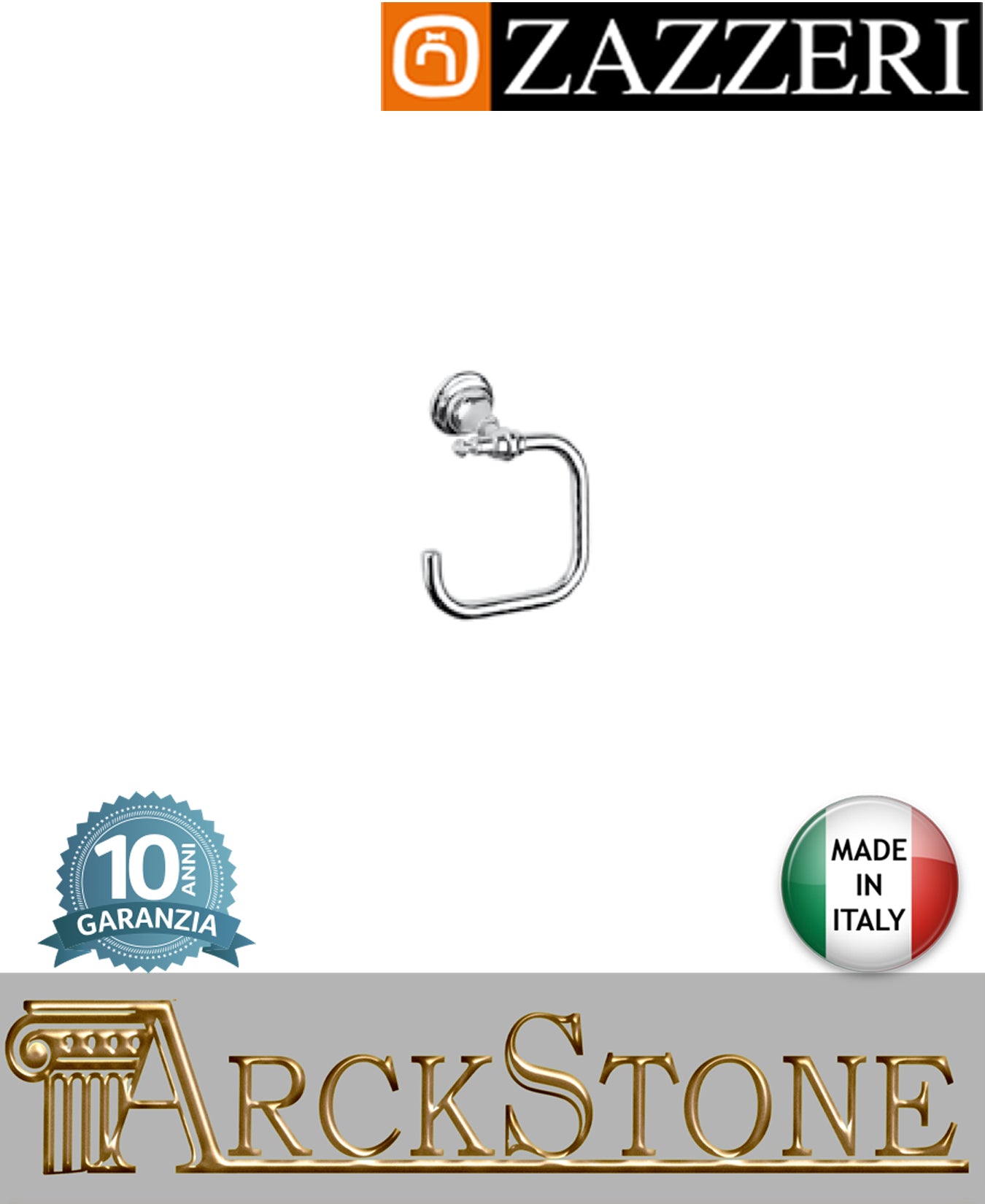 Porta carta marca Zazzeri modello Kent 3 finitura ottone cromato parete mm H180 L160 P95 accessori rotolo arredo bagno autorizzato arredamento casa azienda certificata home cromo muro garanzia 10 anni qualità made in italy