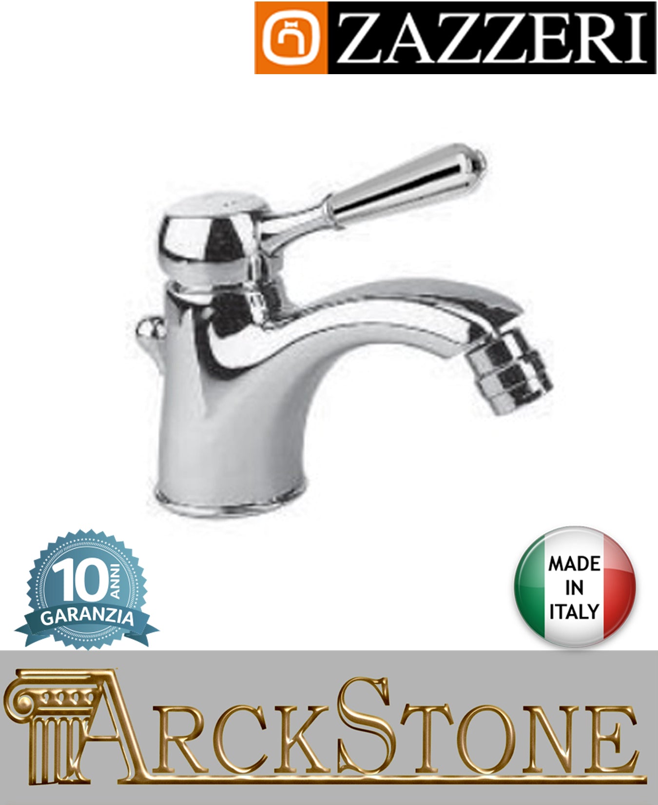 Miscelatore bidet marca Zazzeri modello 900 finitura ottone cromato appoggio monoforo leva metallo scarico automatico rubinetto fontana mix rubinetteria azienda arredo bagno garanzia 10 anni qualità made in italy
