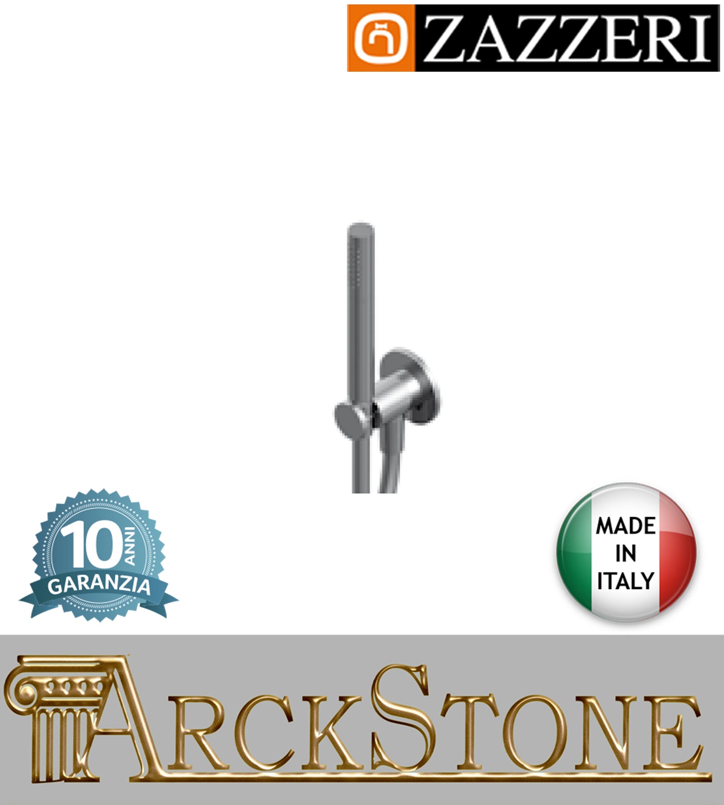 Duplex set doccia marca Zazzeri modello Shower Unix completo presa acqua cromata doccetta stilo mano flessibile PVC anticalcare parete supporto arredamento bagno casa muro cromo garanzia 10 anni azienda made in italy 