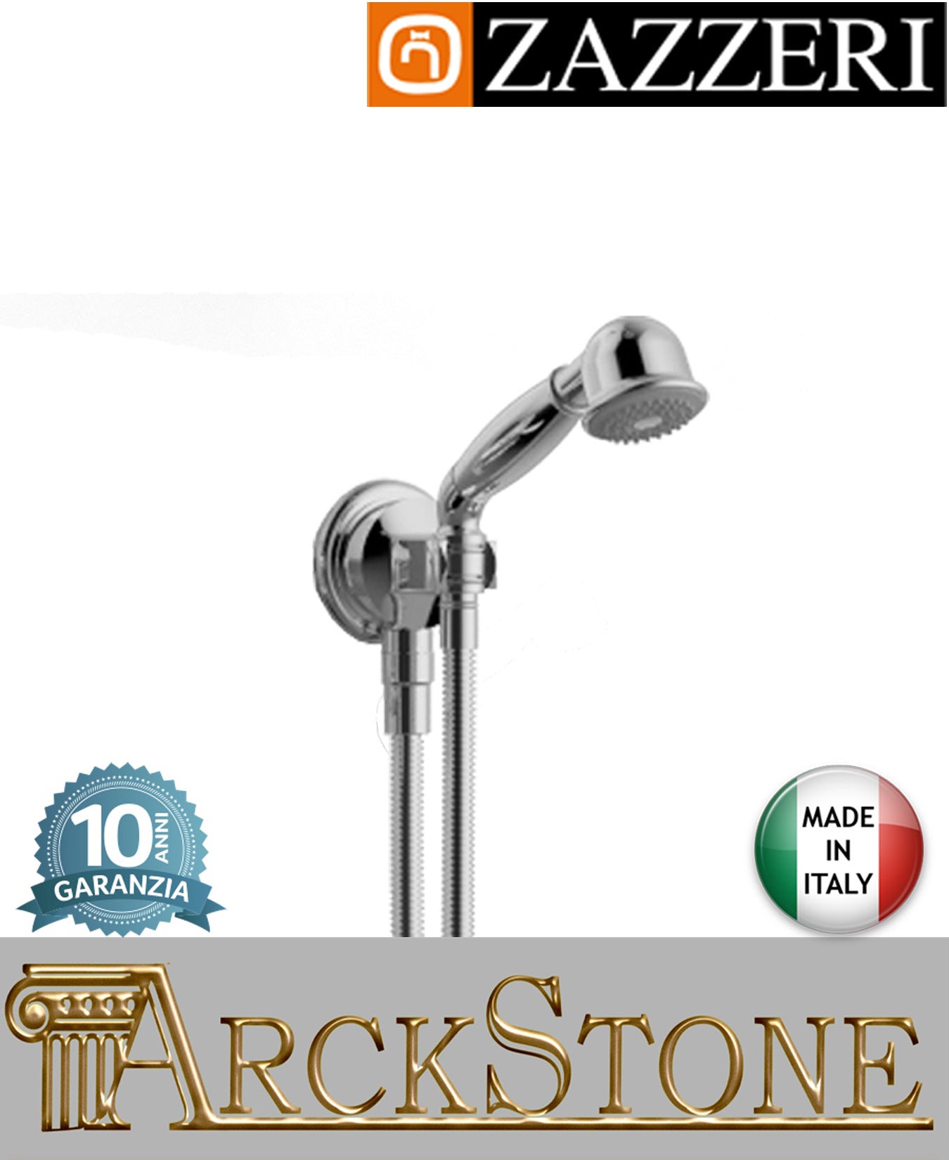 Duplex marca Zazzeri modello 900 30000413A00 CRCR finitura cromata parete attacco doccetta muro flessibile arredamento casa home arredo bagno presa acqua design classico azienda autorizzato cromo garanzia 10 anni qualità made in italy