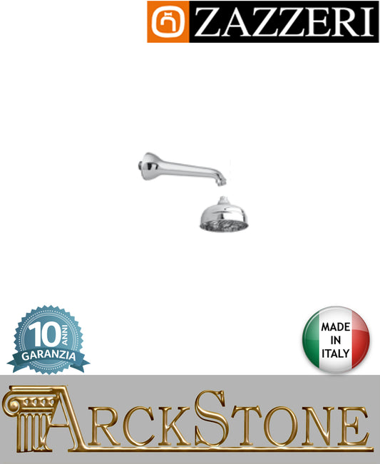 Zazzeri modello 900 Braccio doccia 180 mm soffione Ø120 mm marca finitura metallo cromato parete muro rubinetteria acqua arredamento casa home arredo bagno azienda design classico garanzia 10 anni qualità made in italy