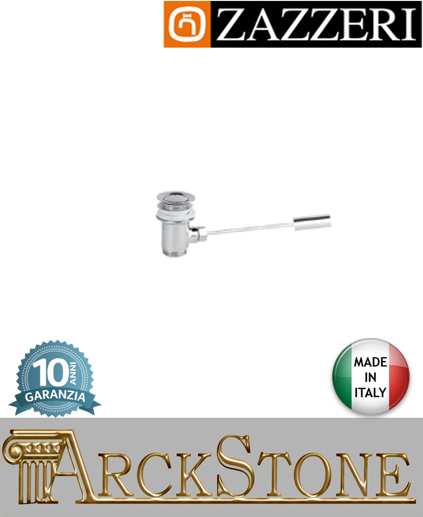 Piletta scarico marca Zazzeri modello Unix finitura cromata automatica G 1"1/4" ginocchio arredamento casa home arredo bagno azienda certificata acqua garanzia 10 anni qualità made in italy