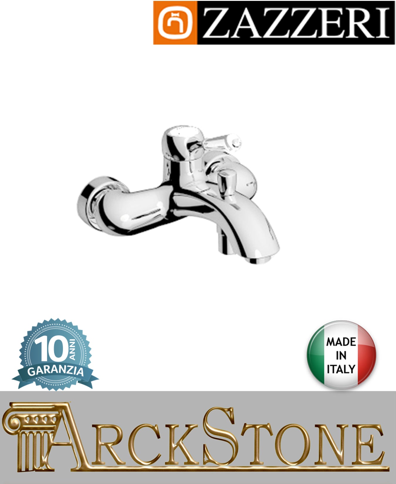 Miscelatore vasca marca Zazzeri modello 902 finitura ottone cromato completo parete esterno senza doccetta flessibile muro mix arredo bagno fontana rubinetto casa rubinetteria garanzia 10 anni qualità made in italy