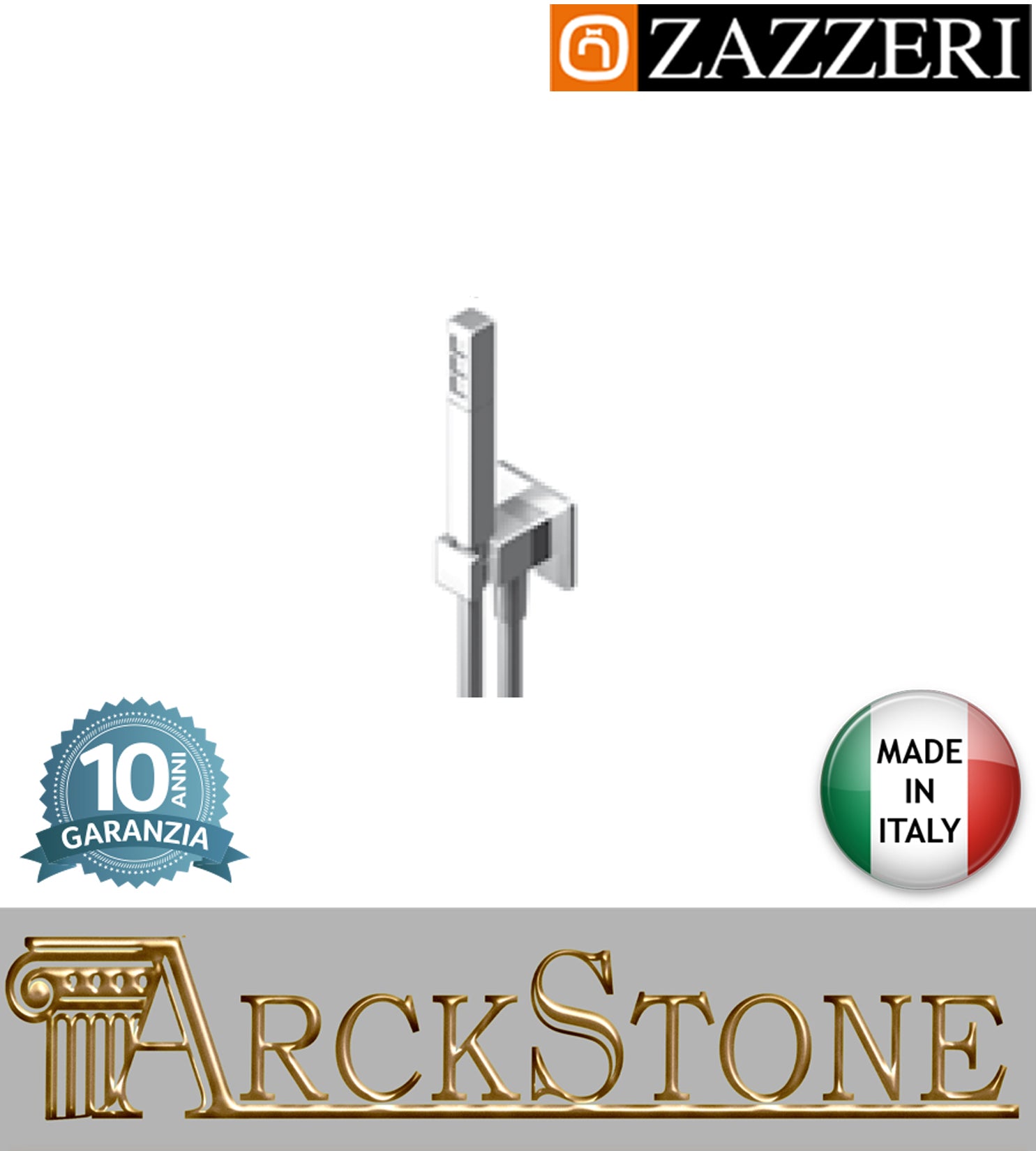 Duplex set doccia marca Zazzeri modello Shower Unix 41000414A00 CRCR completo presa acqua cromata doccetta stilo mano flessibile PVC anticalcare parete supporto arredamento bagno muro casa cromo garanzia 10 anni azienda made in italy