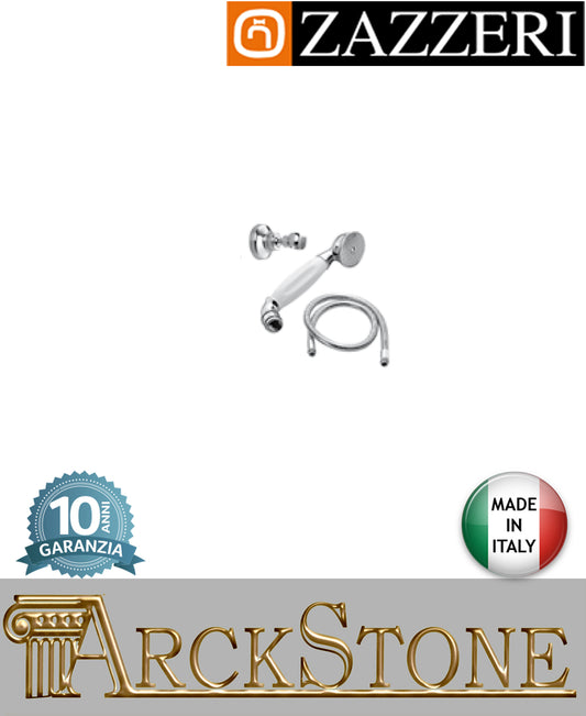 Set doccia marca Zazzeri modello 800 20000412A00 CRCR finitura cromata parete attacco doccetta muro flessibile arredamento casa home arredo bagno acqua azienda certificata design classico garanzia 10 anni qualità made in italy