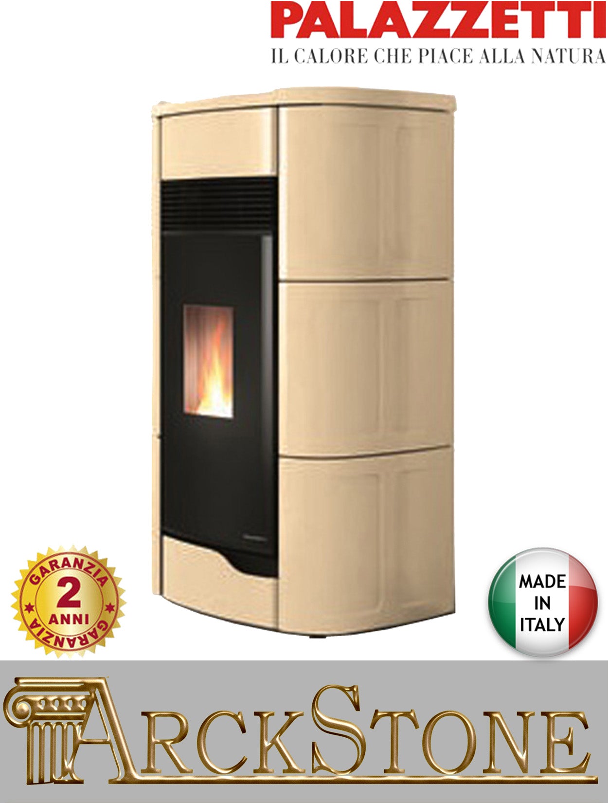 Stufa Pellet Aria Calda Ventilata Ecofire Ermetica Palazzetti Anna 12 Potenza 12 kW Crema