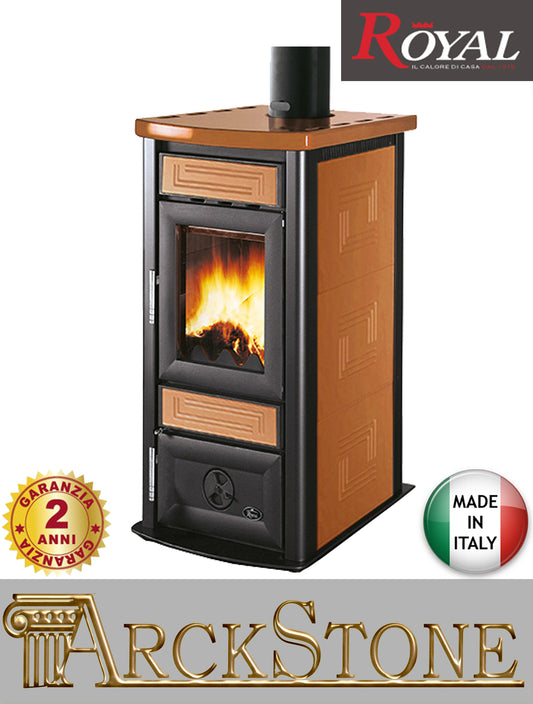 Focolare Stufa Legna Ceramica Casa Royal Palazzetti Stuba Cuoio 7,1 kW