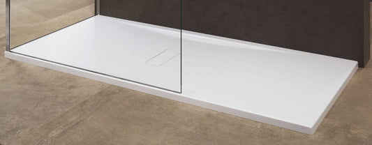 Piatto Doccia Novellini Custom Dimensione 160x70 Altezza Spessore 3,5 cm Colore Bianco Installazione Appoggio Filo Pavimento Sagomabile Superficie Liscia Materiale Metacrilato Compreso Piletta Scarico e Copri Piletta
