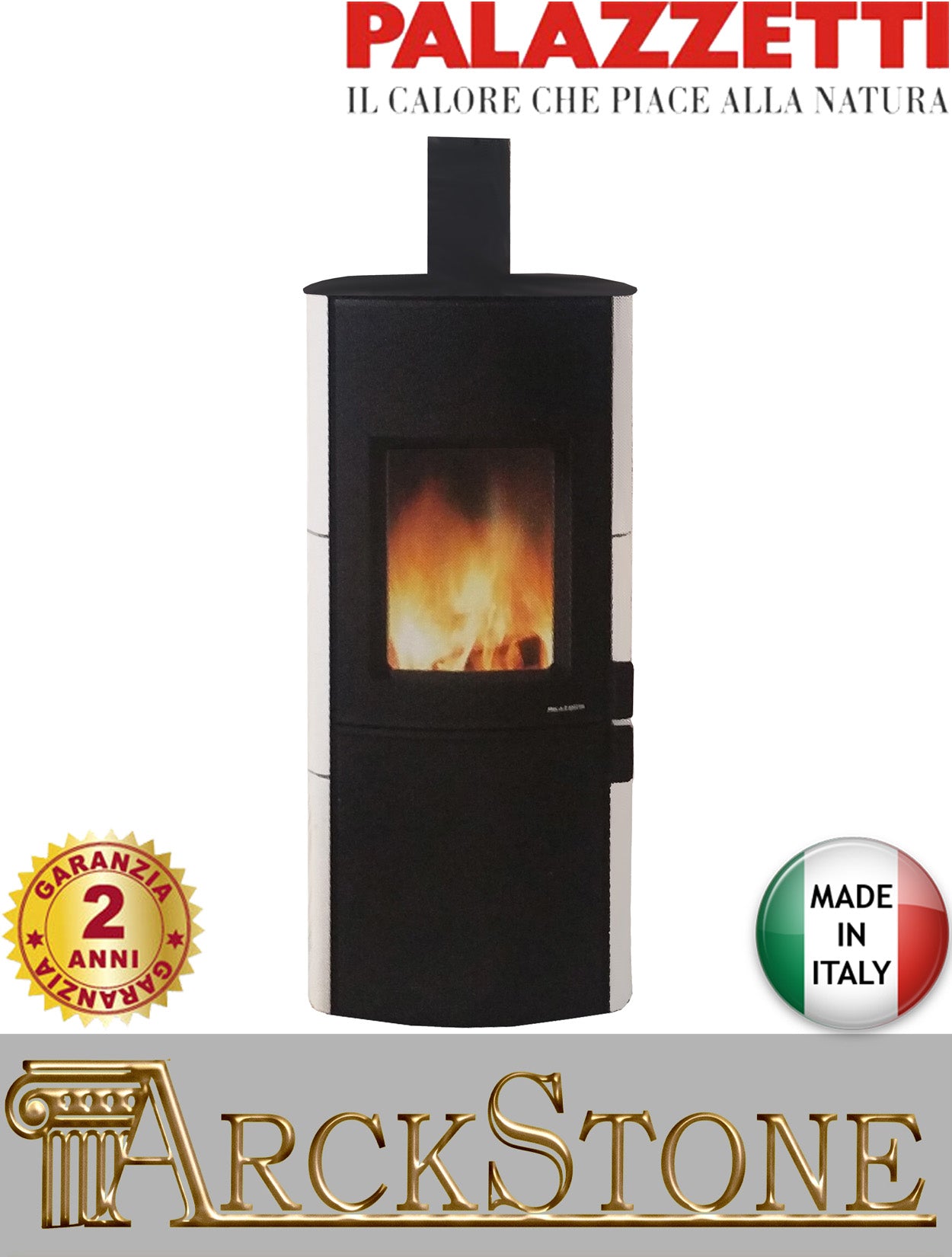 Stufa Legna Aria Calda Naturale Palazzetti Dalia Potenza 9 kW Rivestimento Ceramica Colore Bianco