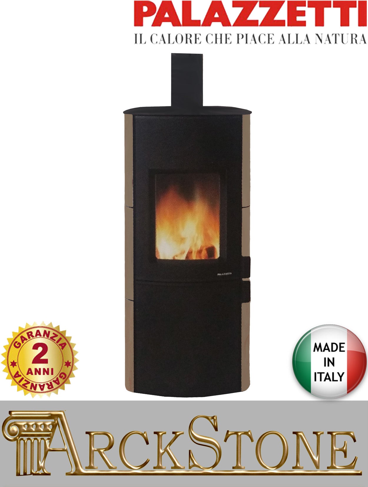 Stufa Legna Aria Calda Naturale Palazzetti Dalia Potenza 9 kW Rivestimento Ceramica Colore Caffellatte