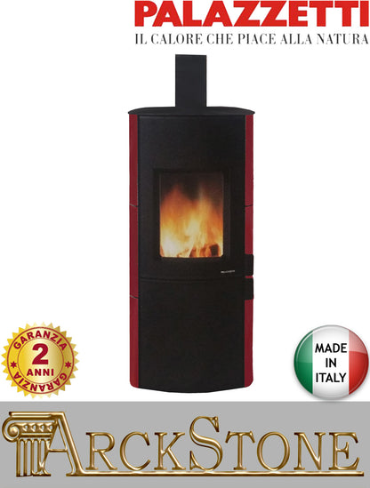 Stufa Legna Aria Calda Naturale Palazzetti Dalia Potenza 9 kW Rivestimento Ceramica Colore Rosso