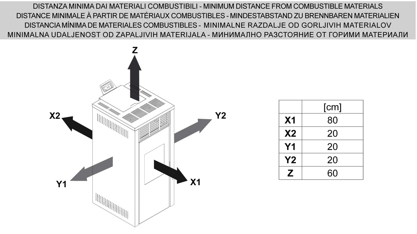Royal Palazzetti Jada 8 Rivestimento Acciaio Colore Nero Potenza 8 Kw Stufa Pellet Aria Calda Ventilata Uscita Fumi Posteriore Canalizza Aria Comburente Esterno Display Comandi Sfioramento Programmatore Digitale Braciere Ghisa Cassetto Cenere Estraibile