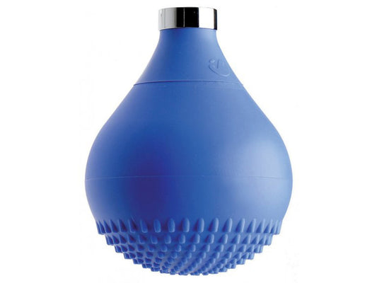 IB Rubinetti DROP Soffione Doccia Forma A Goccia In Silicone Blu Installazione A Soffitto O Parete Misura 118x172 mm Uscita Acqua Pioggia Stile Moderno Attacco In Ottone Finitura Cromata