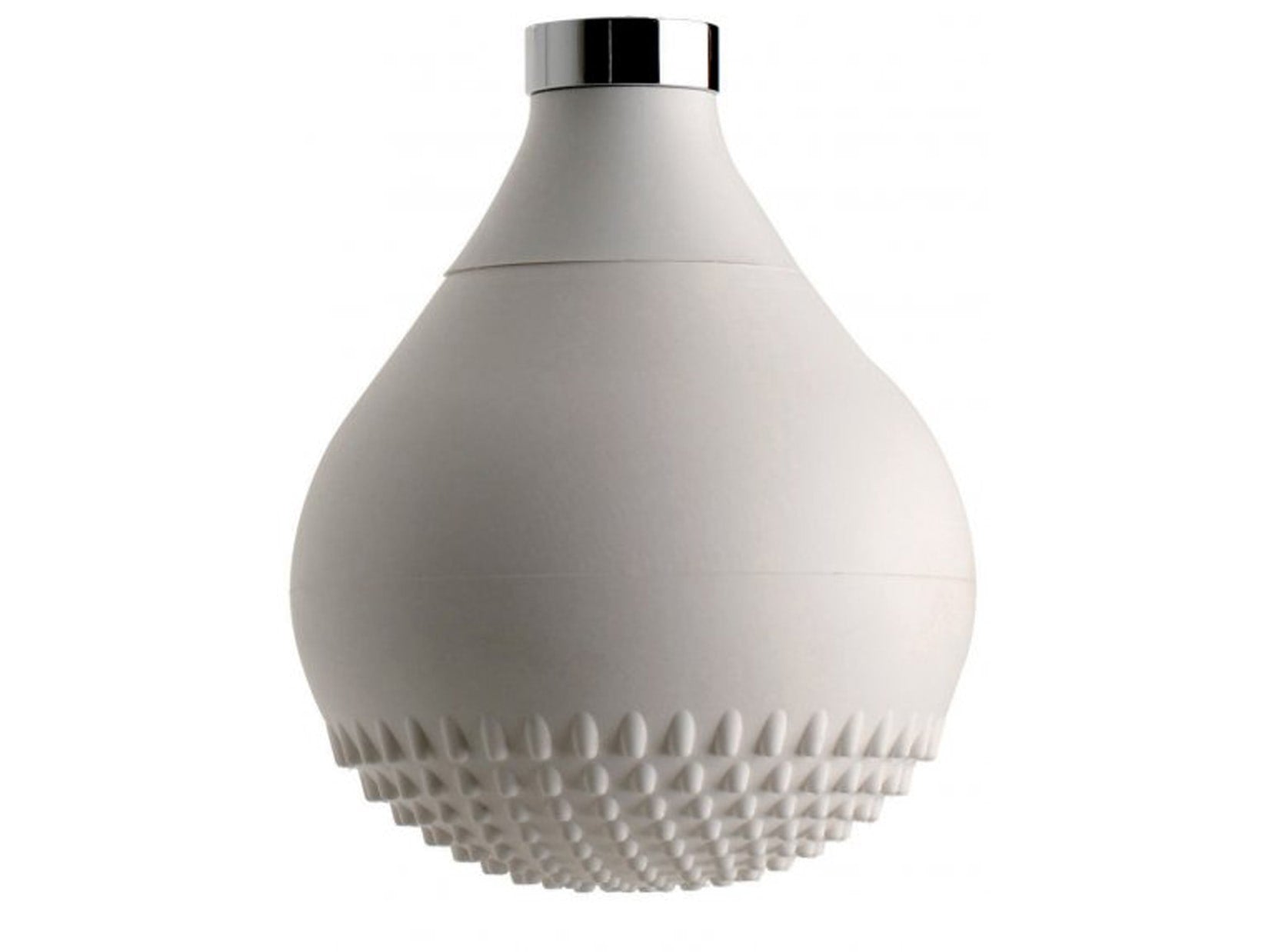 IB Rubinetti DROP Soffione Doccia Forma A Goccia In Silicone Bianco Installazione A Soffitto O Parete Misura 118x172 mm Uscita Acqua Pioggia Stile Moderno Attacco In Ottone Finitura Cromata