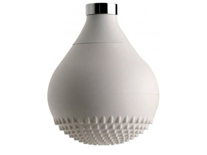 IB Rubinetti DROP Soffione Doccia Forma A Goccia In Silicone Bianco Installazione A Soffitto O Parete Misura 118x172 mm Uscita Acqua Pioggia Stile Moderno Attacco In Ottone Finitura Cromata