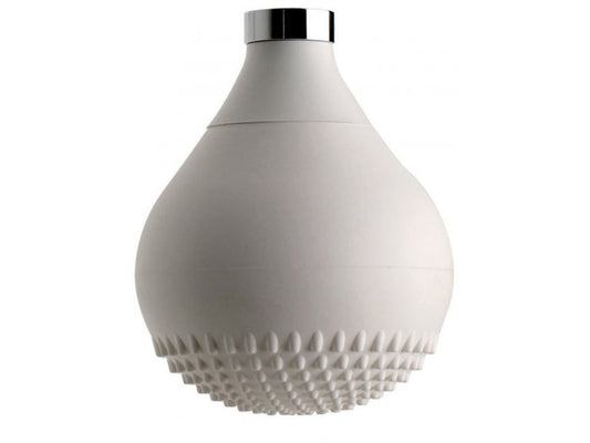 IB Rubinetti DROP Soffione Doccia Forma A Goccia In Silicone Bianco Installazione A Soffitto O Parete Misura 118x172 mm Uscita Acqua Pioggia Stile Moderno Attacco In Ottone Finitura Cromata