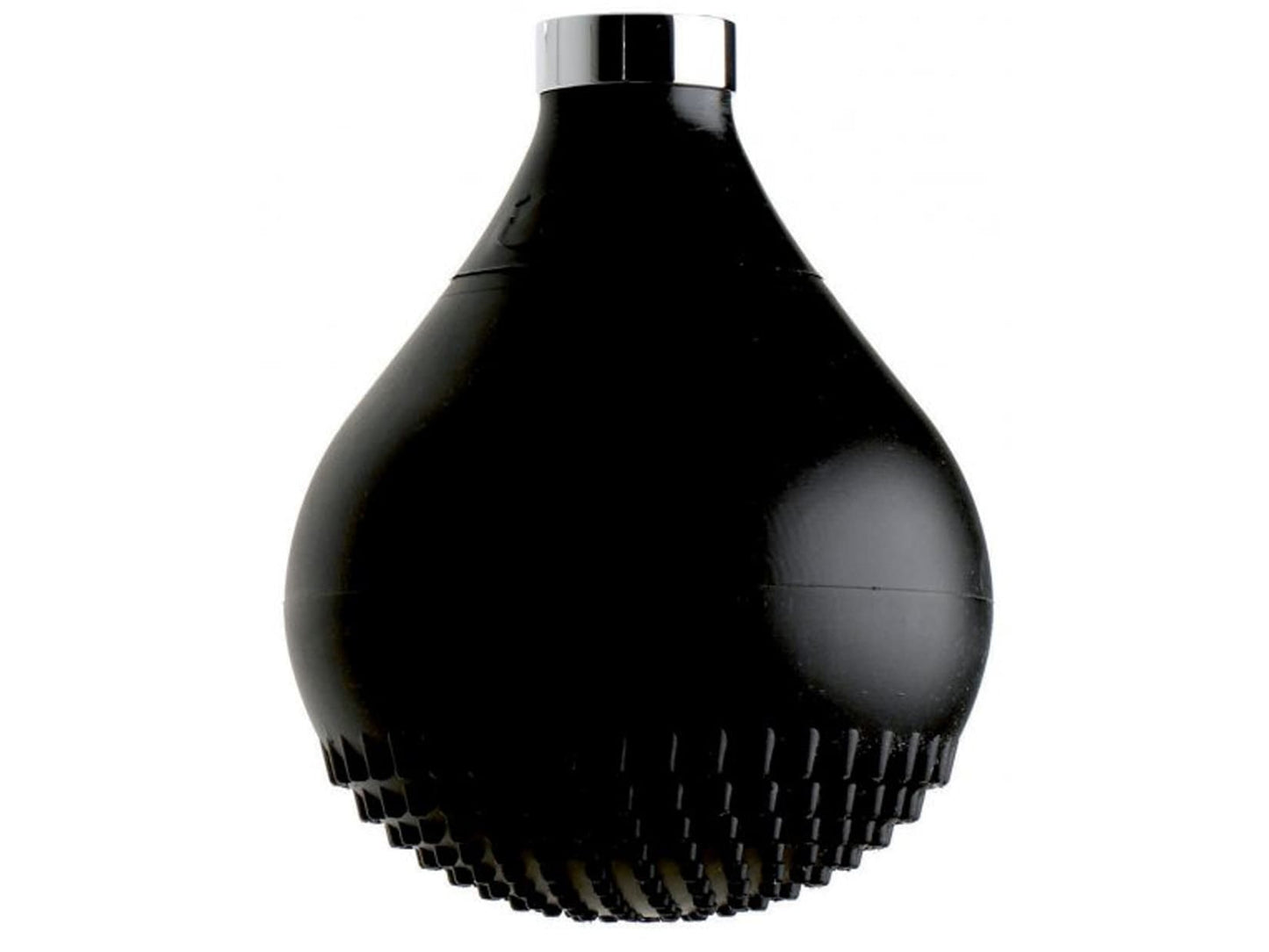 IB Rubinetti DROP Soffione Doccia Forma A Goccia In Silicone Nero Installazione A Soffitto O Parete Misura 118x172 mm Uscita Acqua Pioggia Stile Moderno Attacco In Ottone Finitura Cromata