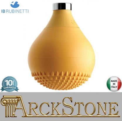 IB Rubinetti DROP Soffione Doccia Forma A Goccia In Silicone Arancio Installazione A Soffitto O Parete Misura 118x172 mm Uscita Acqua Pioggia Stile Moderno Attacco In Ottone Finitura Cromata