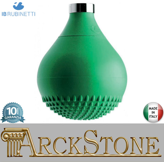IB Rubinetti DROP Soffione Doccia Forma A Goccia In Silicone Verde Installazione A Soffitto O Parete Misura 118x172 mm Uscita Acqua Pioggia Stile Moderno Attacco In Ottone Finitura Cromata