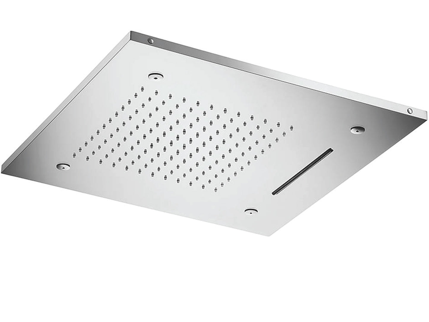 Duemmeggi Soffione Temptation Square Acciaio Inox Lucido mm 500x500 Incassato Soffitto Triplo Getto Pioggia Cascata E Nebulizzatore Luci LED RGB Cromoterapia Radiocomando E Alimentatore
