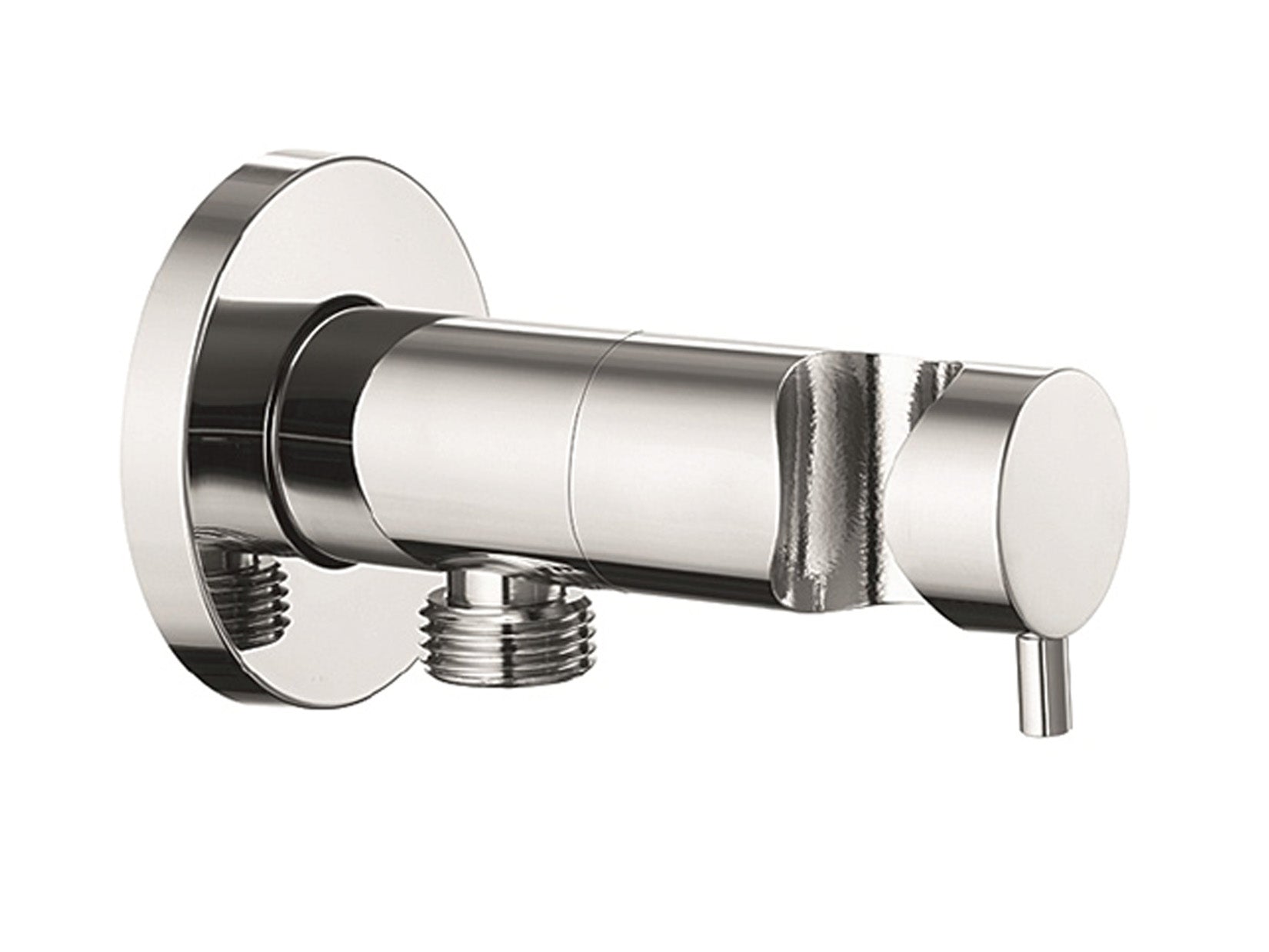 Fontana Duemmeggi Rubinetto Shut Off D'Arresto Con Presa H20 Tonda Diametro 30 mm Con Astina - 1 Via - Con Rosone - Con Supporto Doccia Finitura Cromata