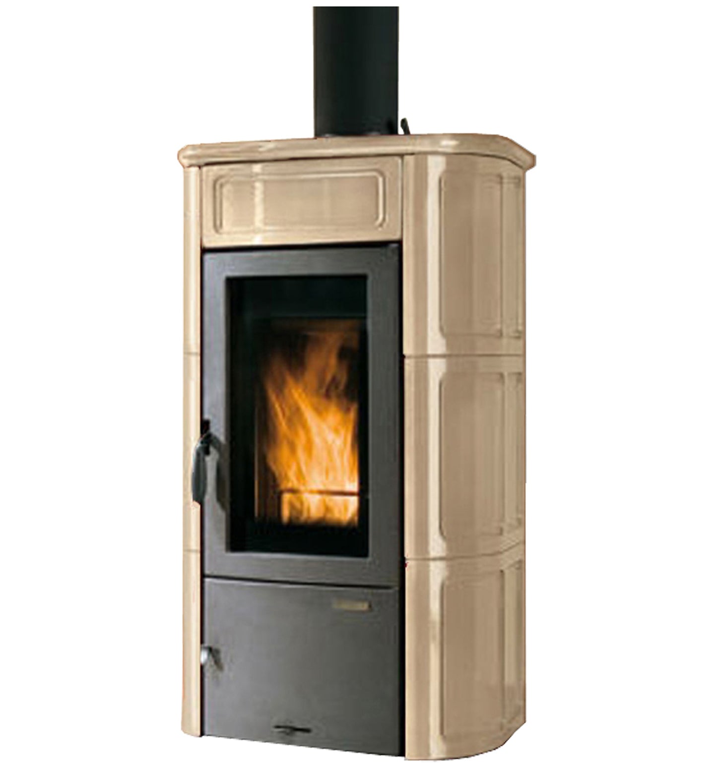 Stufa Legna Aria Calda Naturale Palazzetti Elisa Potenza 11 kW Rivestimento Ceramica Colore Beige