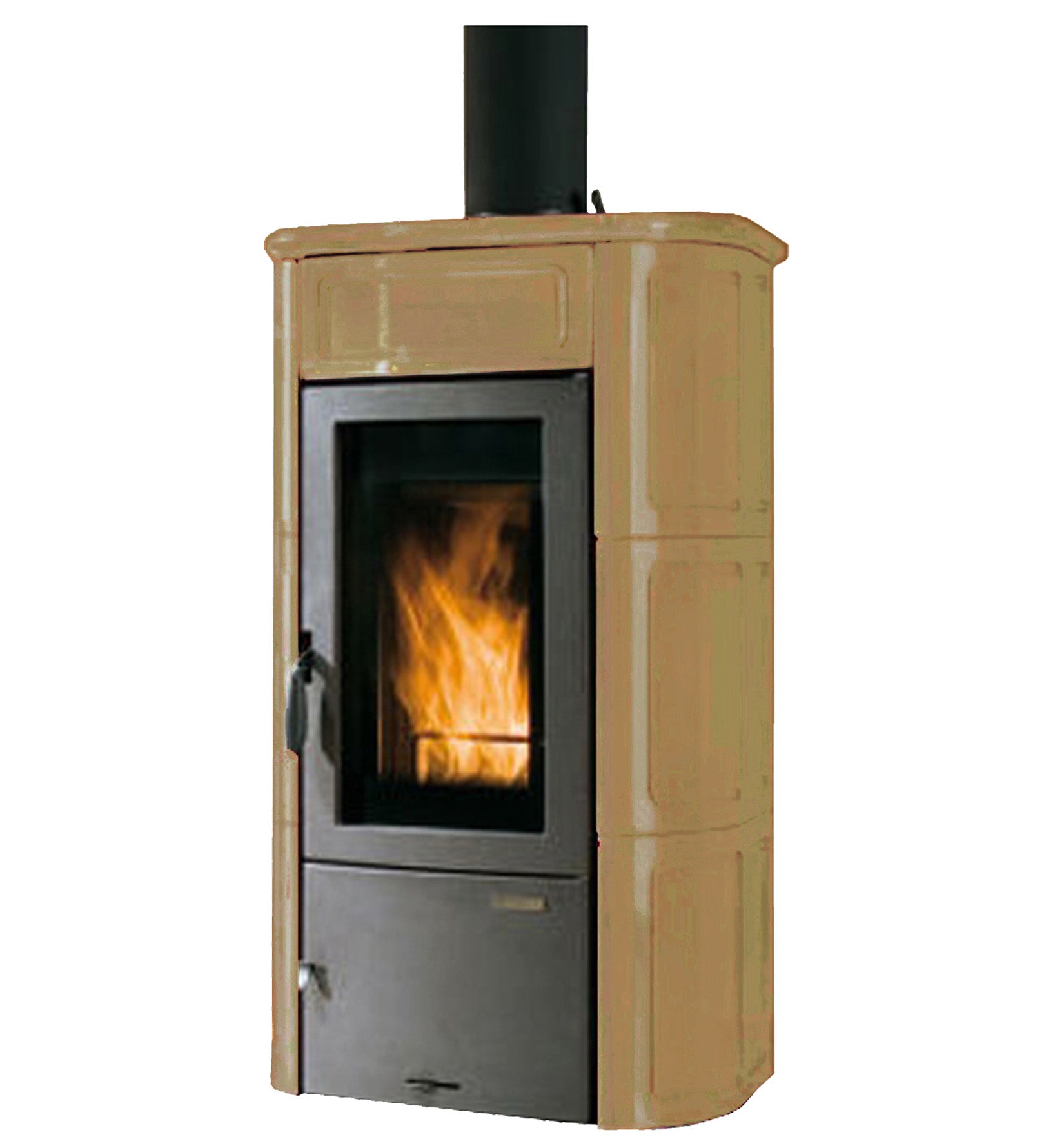 Stufa Legna Aria Calda Naturale Palazzetti Elisa Potenza 11 kW Rivestimento Ceramica Colore Giallo Sahara